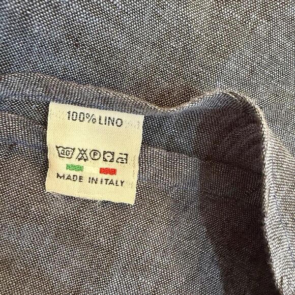 Cotton Colors Men's XXL Linen Button Down Shirt in Navy Blue Linen Made in Italy - Picture 8 of 10